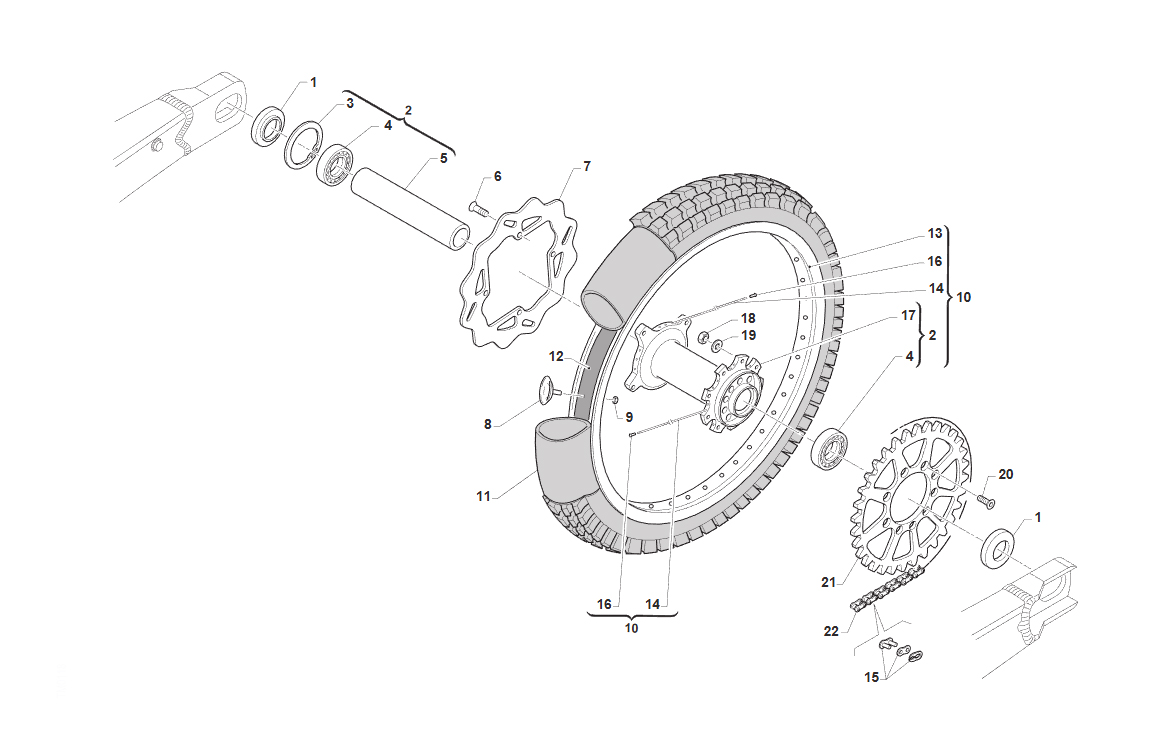 2T 85/100 MX JUNIOR FROM 2018 TO 2024 - FRAME - REAR WHEEL